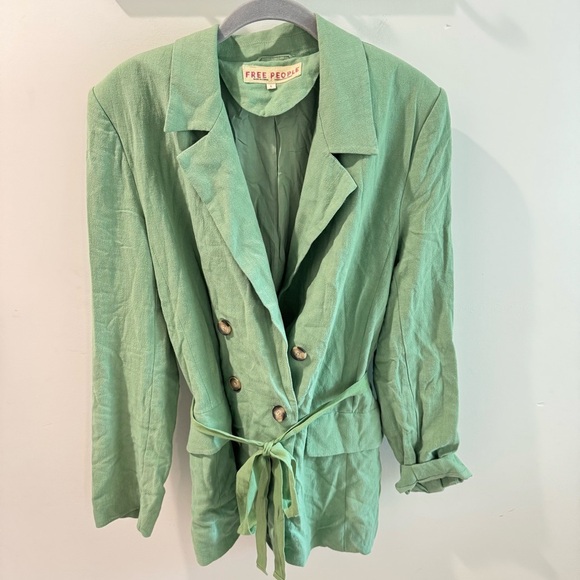 Free People Olivia Linen Blend Oversized Blazer Jacket in Pistachio Green Small - Picture 1 of 13